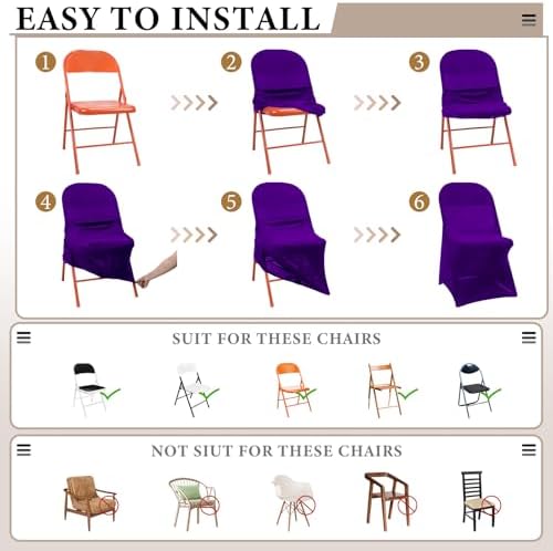 50 Pcs Spandex Chair Covers Bulk for Wedding Banquet, Purple, alternate view 4