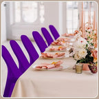 50 Pcs Spandex Chair Covers Bulk for Wedding Banquet, Purple, alternate view 5