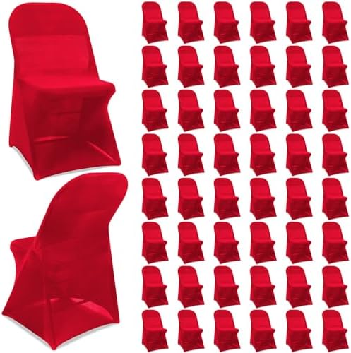 50 Pcs Spandex Chair Covers Bulk for Wedding Banquet, Red in Red