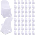 50 Pcs Spandex Chair Covers Bulk for Wedding Banquet, White in White