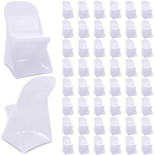 50 Pcs Spandex Chair Covers Bulk for Wedding Banquet, White in White