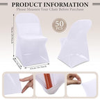 50 Pcs Spandex Chair Covers Bulk for Wedding Banquet, White in White, alternate view 3