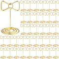 50 Pcs Table Number Holders Gold Wire Stand Bow, Bow in gold