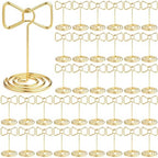 50 Pcs Table Number Holders Gold Wire Stand Bow, Bow in gold