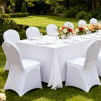50 Pcs White Folding Chair Cover Washable Removable Universal Fitted Chair Cover Protector for Wedding Party, alternate view