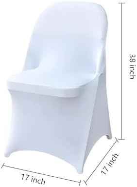 50 Pcs White Folding Chair Cover Washable Removable Universal Fitted Chair Cover Protector for Wedding Party, alternate view