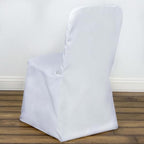 50 PCS White Polyester Square Top Banquet Chair Covers, Reusable or 1x Use Chair Covers, alternate view 3