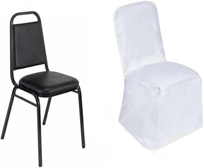 50 PCS White Polyester Square Top Banquet Chair Covers, Reusable or 1x Use Chair Covers, alternate view 7