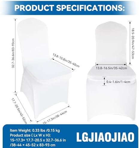 50 Pieces White Chair Covers - Versatile Stretch Polyester Spandex Dining Chair Slipcovers for Dining, Party, alternate view