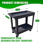 500 LB Capacity Utility Cart with Tray Top, Heavy-Duty Rolling Storage Cart with Open Plastic Shelves and Tall, alternate