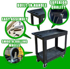 500 LB Capacity Utility Cart with Tray Top, Heavy-Duty Rolling Storage Cart with Open Plastic Shelves and Tall, alternate
