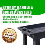 500 LB Capacity Utility Cart with Tray Top, Heavy-Duty Rolling Storage Cart with Open Plastic Shelves and Tall, alternate