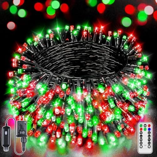 500 LED 164 FT Christmas Lights, Waterproof Outdoor String Lights with Remote and Timer, Christmas Tree Lights