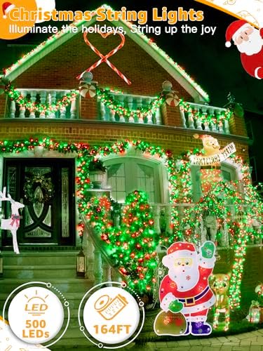500 LED 164 FT Christmas Lights, Waterproof Outdoor String Lights with Remote and Timer, Christmas Tree Lights, alternate