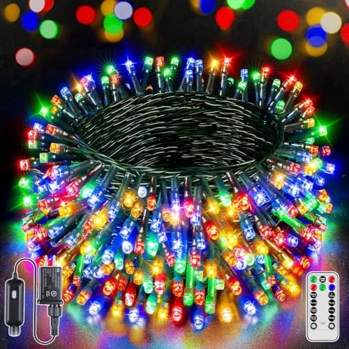 500 LED 164 FT Christmas Lights, Waterproof Outdoor String Lights with Remote and Timer, Christmas Tree Lights