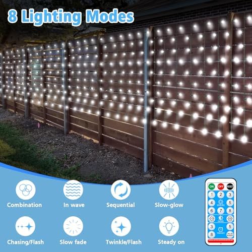 500 LED Solar Powered Curtain Lights 33ftx 3ft with Remote Timer, alternate view 2