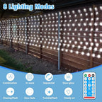 500 LED Solar Powered Curtain Lights 33ftx 3ft with Remote Timer, alternate view 2