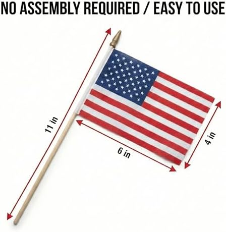 500 Pack Mini USA Flags 4x6 Inch, Small American Flags on Sticks in 4x6 Inch, alternate view 3