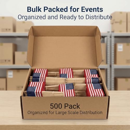 500 Pack Mini USA Flags 4x6 Inch, Small American Flags on Sticks in 4x6 Inch, alternate view 4