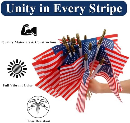 500 Pack Mini USA Flags 4x6 Inch, Small American Flags on Sticks in 4x6 Inch, alternate view 7