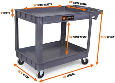 500-Pound Capacity 46 By 25.5-Inch Extra Wide Service Utility Cart, alternate view 3