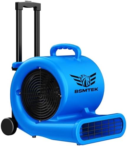 5000 CFM 1HP Air Mover Blower Fan, Floor Blower Dryer, 3 Speeds, 4 Adjustable Angles, Handle Wheelkit, 15Ft Long