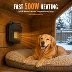 500W Dog House Heater, Wall-Mounted Design with 68 - 104°F Adjustable Thermostat, 24H Timer and LED Display, No, alternate