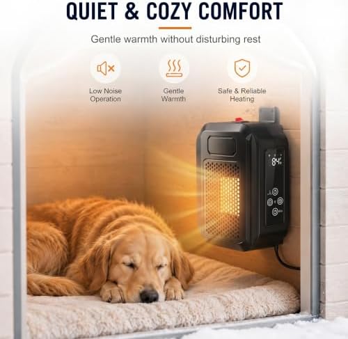 500W WiFi Dog House Heater, Wall-Mounted Heater with App Control, Adjustable 68 - 104°F Thermostat and 24H Timer, alternate