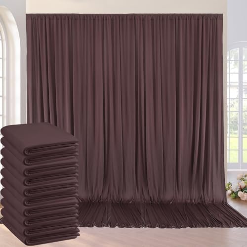50ft×10ft Brown Wrinkle Free Backdrop Curtains for Parties, 10 Panels 5×10ft Soft Silky Polyetsr Umber Photo