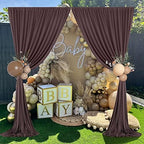 50ft×10ft Brown Wrinkle Free Backdrop Curtains for Parties, 10 Panels 5×10ft Soft Silky Polyetsr Umber Photo, alternate view