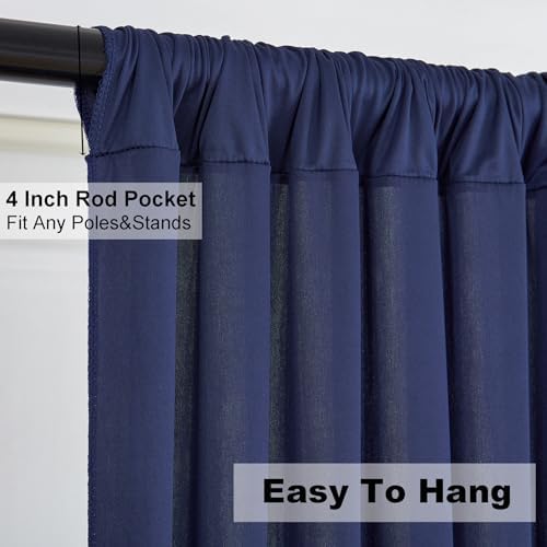 50ft×10ft Wrinkle Free Navy Blue Backdrop Curtain for Grad Birthday Party, 10 Panels 5×10ft Thick Silky, alternate view 4