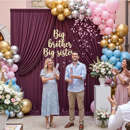 50ft×12ft Wrinkle Free Burgundy Backdrop Curtain for Wedding Parties, 10 Panels 5×12ft Long Silky Polyester, alternate view 2