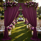 50ft×12ft Wrinkle Free Burgundy Backdrop Curtain for Wedding Parties, 10 Panels 5×12ft Long Silky Polyester, alternate view 5