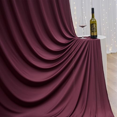 50ft×12ft Wrinkle Free Burgundy Backdrop Curtain for Wedding Parties, 10 Panels 5×12ft Long Silky Polyester, alternate view 6
