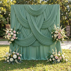 50ft×12ft Wrinkle Free Sage Green Backdrop Curtain for Weddings Parties in 12ft Long_10 Panels in Sage Green