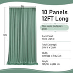 50ft×12ft Wrinkle Free Sage Green Backdrop Curtain for Weddings Parties in 12ft Long_10 Panels in Sage Green, alternate view