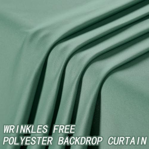 50ft×12ft Wrinkle Free Sage Green Backdrop Curtain for Weddings Parties in 12ft Long_10 Panels in Sage Green, alternate view