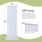 50ft×12ft Wrinkle Free White Backdrop Curtain for Wedding Parties, 10 Panels 5×12ft Long Silky Polyester Fabric, alternate
