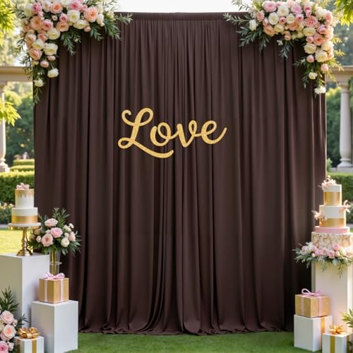 50ft×14ft Wrinkle Free Brown Backdrop Curtain for Wedding Parties 10 Panels 5×14ft Long Silky Polyester Photo, alternate view