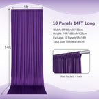 50ft×14ft Wrinkle Free Dark Purple Backdrop Curtain for Wedding Parties 10 Panels 5×14ft Long Silky Polyester, alternate view