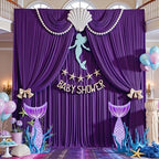 50ft×14ft Wrinkle Free Dark Purple Backdrop Curtain for Wedding Parties 10 Panels 5×14ft Long Silky Polyester, alternate view