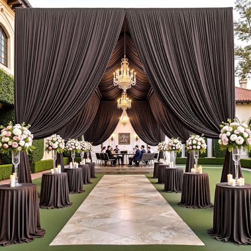 50ft×15ft Brown Backdrop Curtain for Wedding Parties