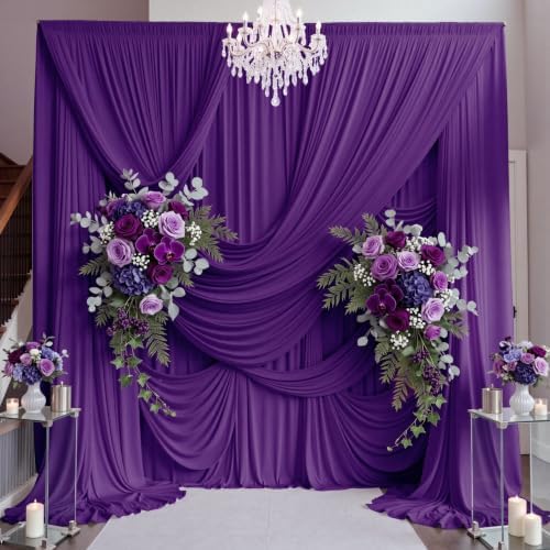 50ft×15ft Deep Purple Backdrop Curtain for Wedding Parties