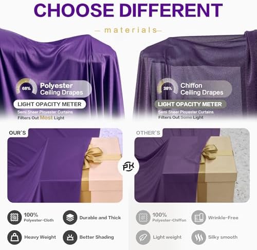 50ft×15ft Deep Purple Backdrop Curtain for Wedding Parties, alternate view 5