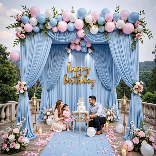 50ft×15ft Dusty Blue Backdrop Curtain for Wedding Parties, alternate view 2