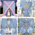 50ft×15ft Dusty Blue Backdrop Curtain for Wedding Parties, alternate view 4