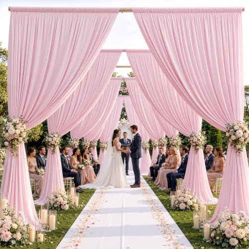 50ft×15ft Light Pink Backdrop Curtain for Wedding Parties
