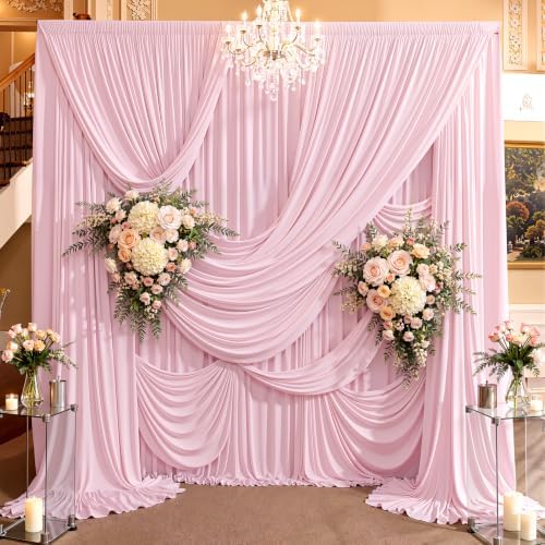 50ft×15ft Light Pink Backdrop Curtain for Wedding Parties, alternate view 2