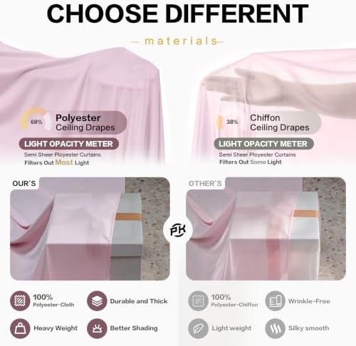 50ft×15ft Light Pink Backdrop Curtain for Wedding Parties, alternate view 3