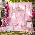 50ft×15ft Light Pink Backdrop Curtain for Wedding Parties, alternate view 4